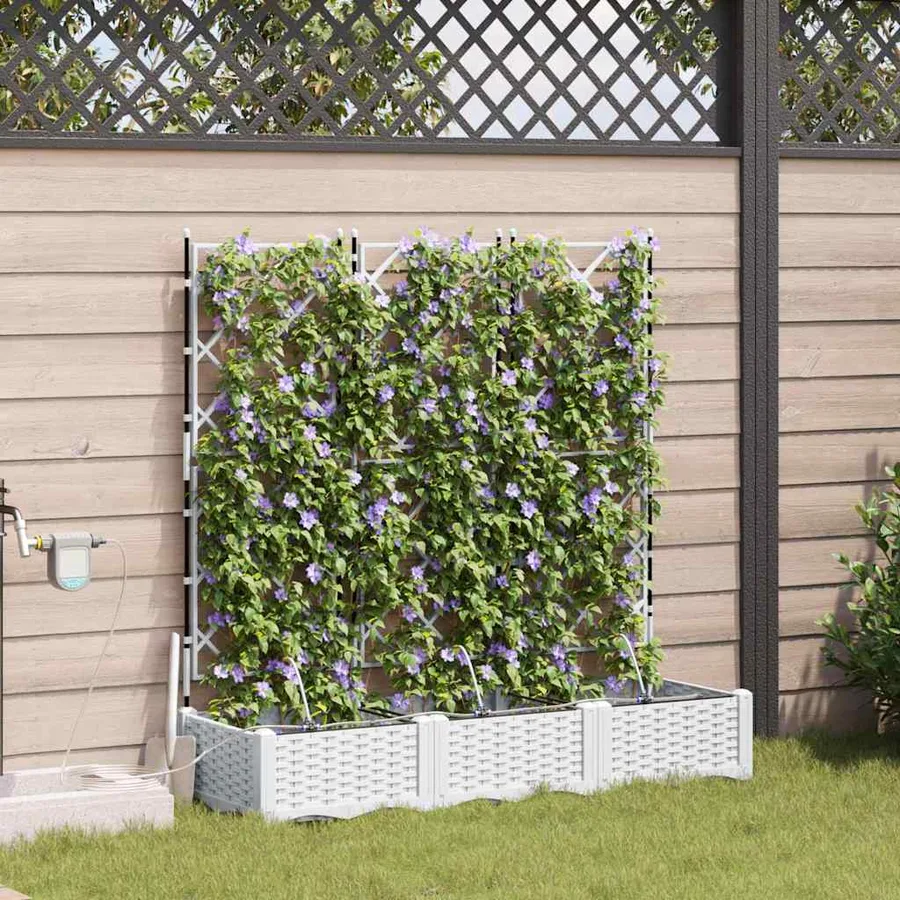 Cache-pot de jardin 3 pc Blanc 120 x 40 x 126 cm PP - 3