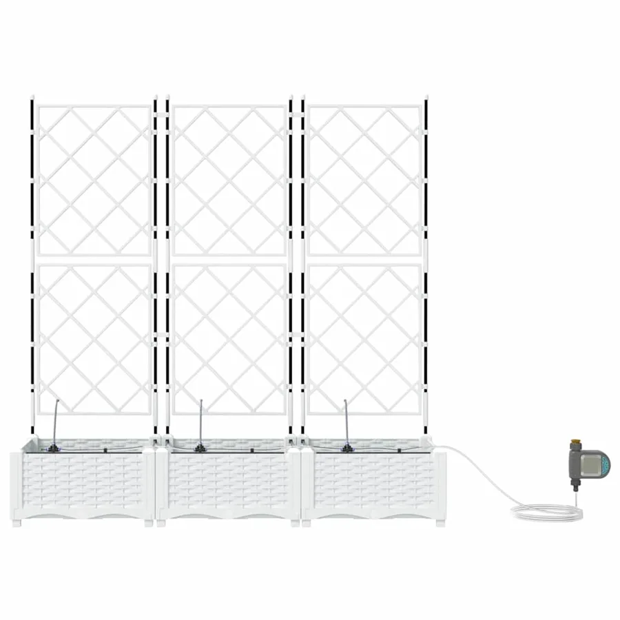 Cache-pot de jardin 3 pc Blanc 120 x 40 x 126 cm PP - 5