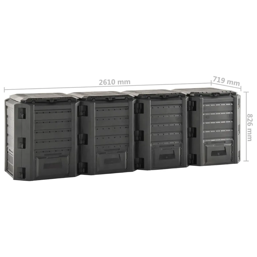 Composteur de jardin Noir 1600 L - 5