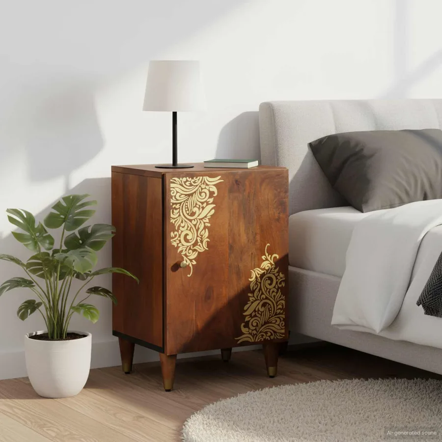 Cabinet de salle de bain avec porte Marron miel 38 x 33 x 58 cm