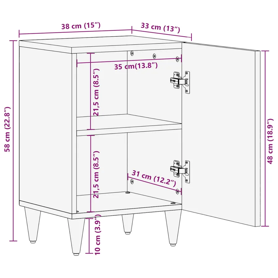 Cabinet de salle de bain avec porte Marron miel 38 x 33 x 58 cm - 14