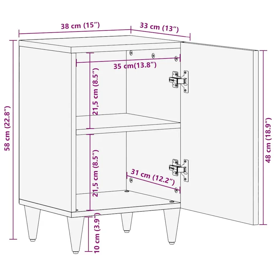 Cabinet de salle de bain avec porte Marron miel 38 x 33 x 58 cm - 16