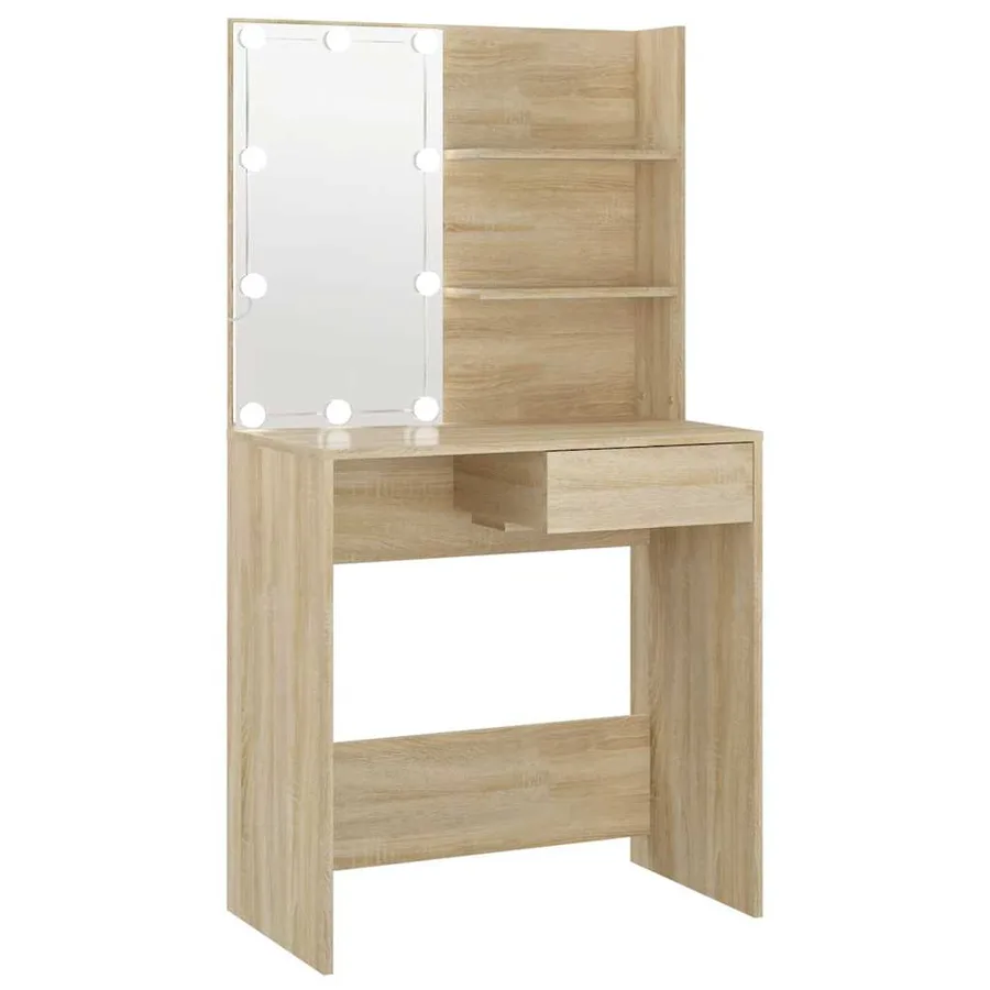 Coiffeuse avec LED chêne sonoma 74,5x40x141cm bois d'ingénierie - 2