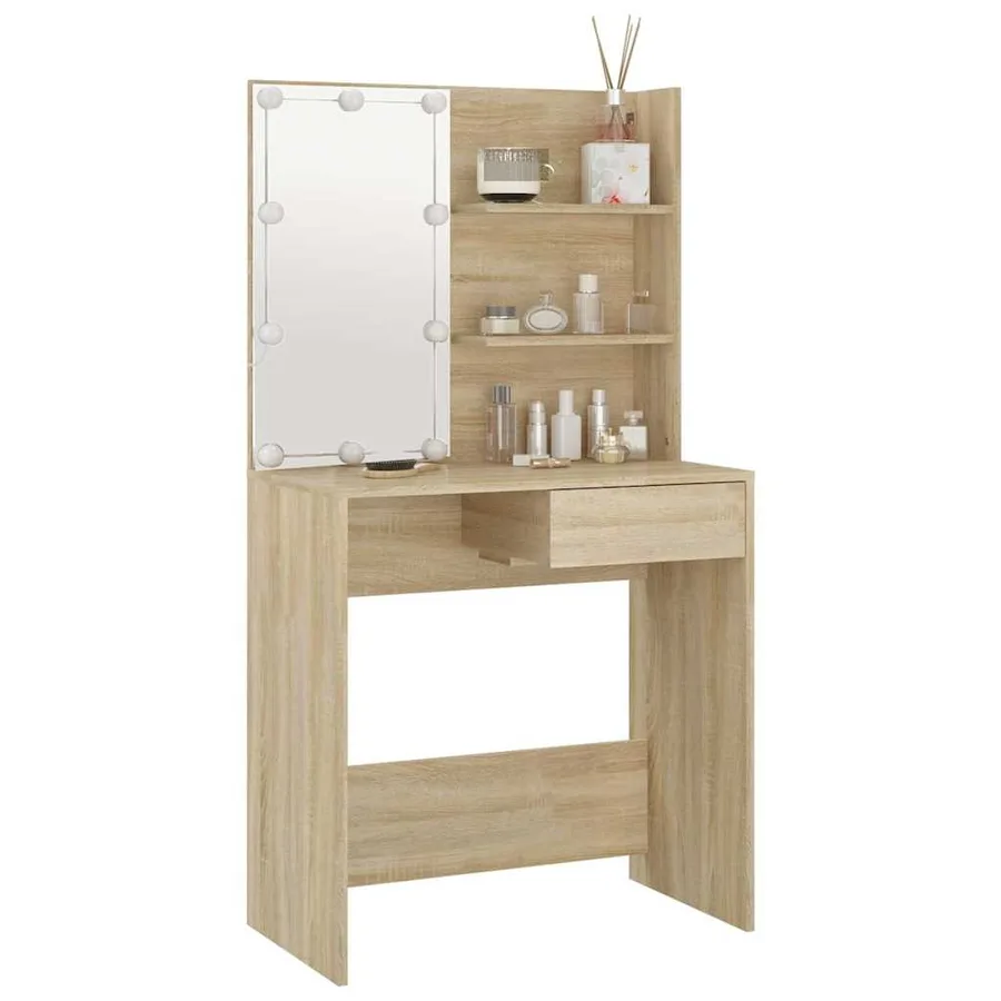 Coiffeuse avec LED chêne sonoma 74,5x40x141cm bois d'ingénierie - 3