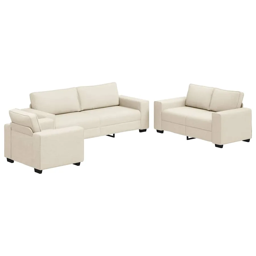 Canapé 3 pcs Beige 221 x 80 x 82 cm Tissu en lin mélangé - 2