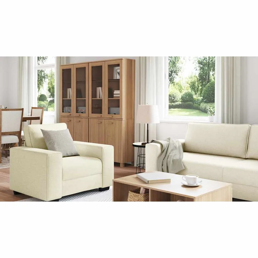 Canapé 3 pcs Beige 221 x 80 x 82 cm Tissu en lin mélangé - 3