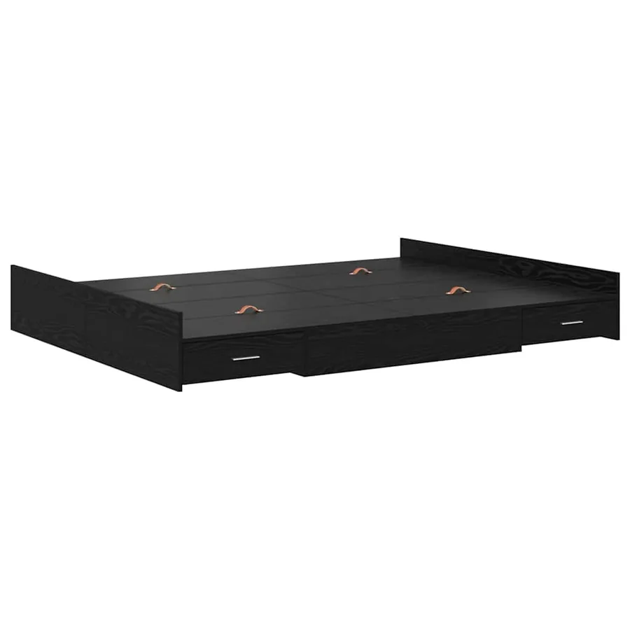 Cadre de lit avec rangement avec tiroir Chêne noir 135 x 190 cm - 4