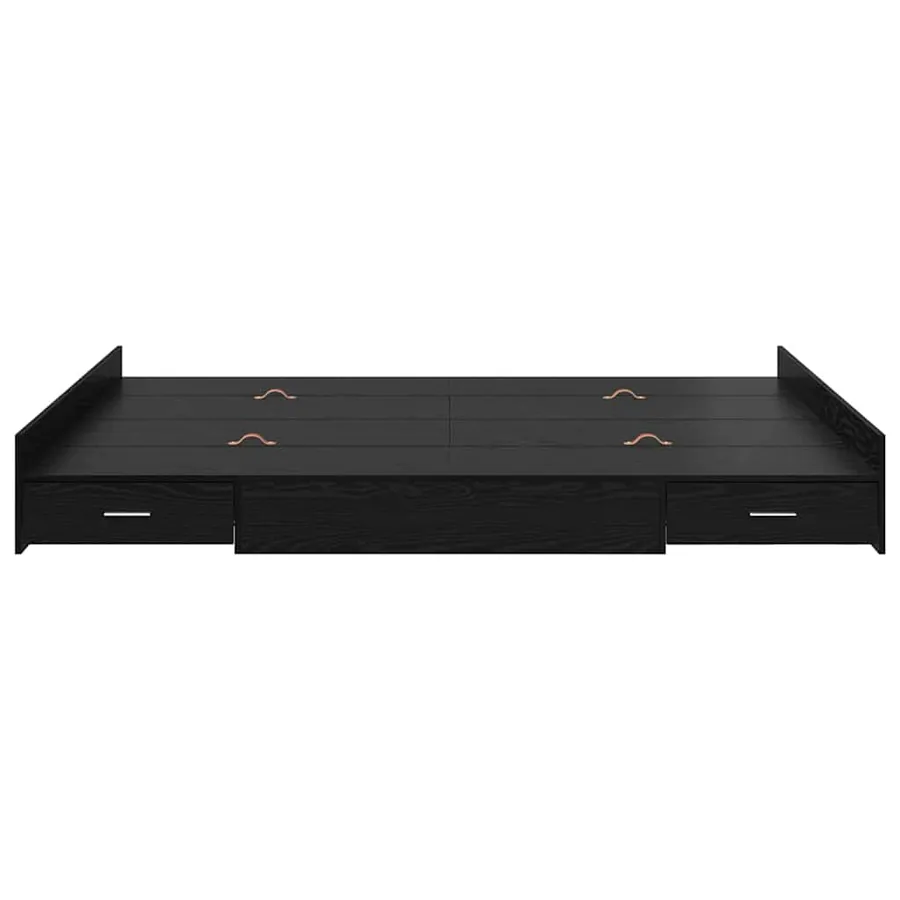 Cadre de lit avec rangement avec tiroir Chêne noir 135 x 190 cm - 5