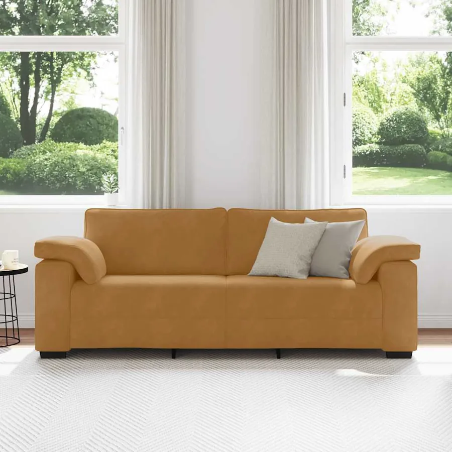 Canapé 3 places marron 220x77x82 cm velours - 3