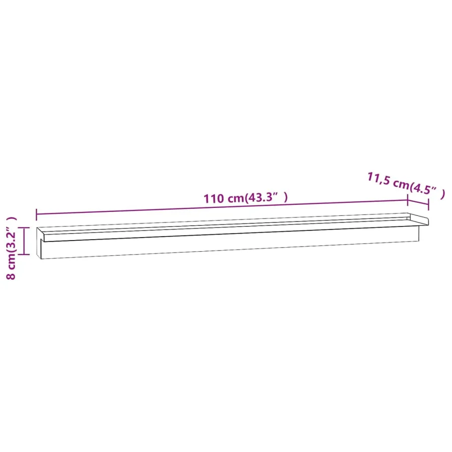 Lame d'eau rectangulaire pour piscine acier inoxydable 110 cm - 6