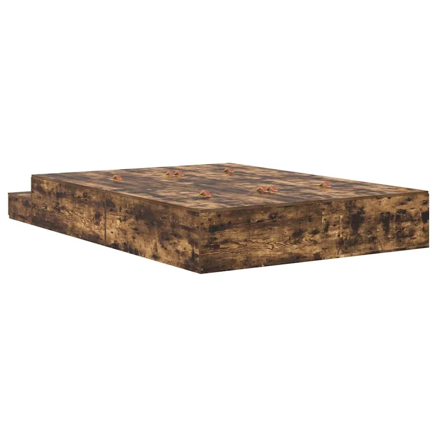 Cadre de lit avec rangement Chêne fumé 135 cm Bois d'ingénierie - 8