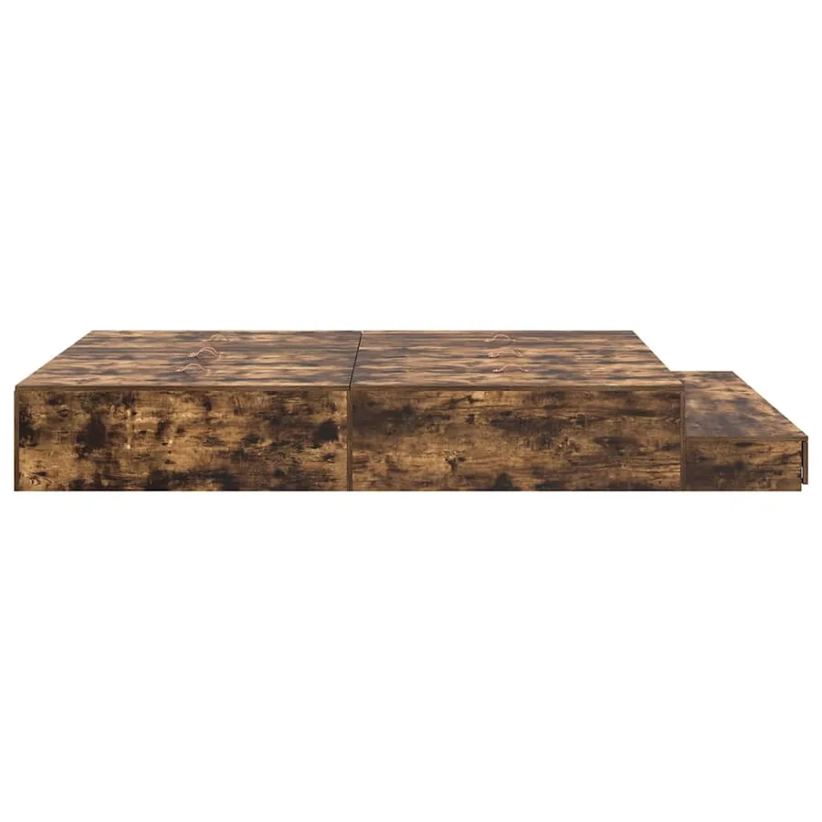 Cadre de lit avec rangement Chêne fumé 135 cm Bois d'ingénierie - 9