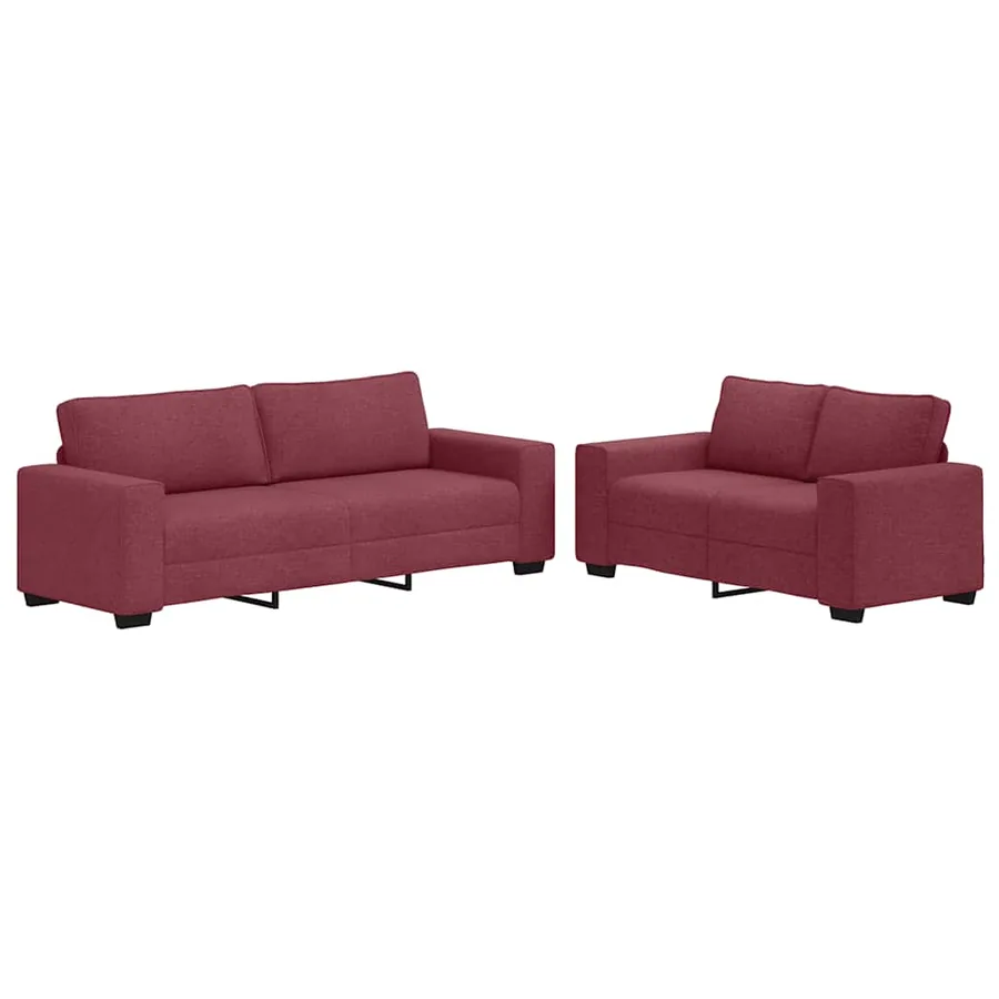 Ensemble de canapé 2 pcs avec coussins en tissu rouge bordeaux - 2