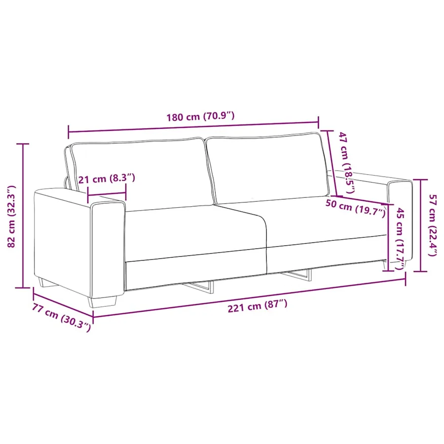 Ensemble de canapé 3 pcs avec coussins en tissu rouge bordeaux - 14