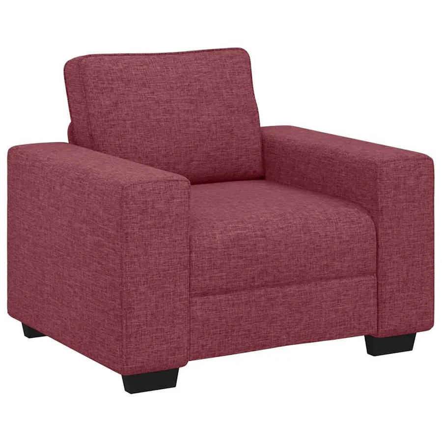 Ensemble de canapé 3 pcs avec coussins en tissu rouge bordeaux - 4