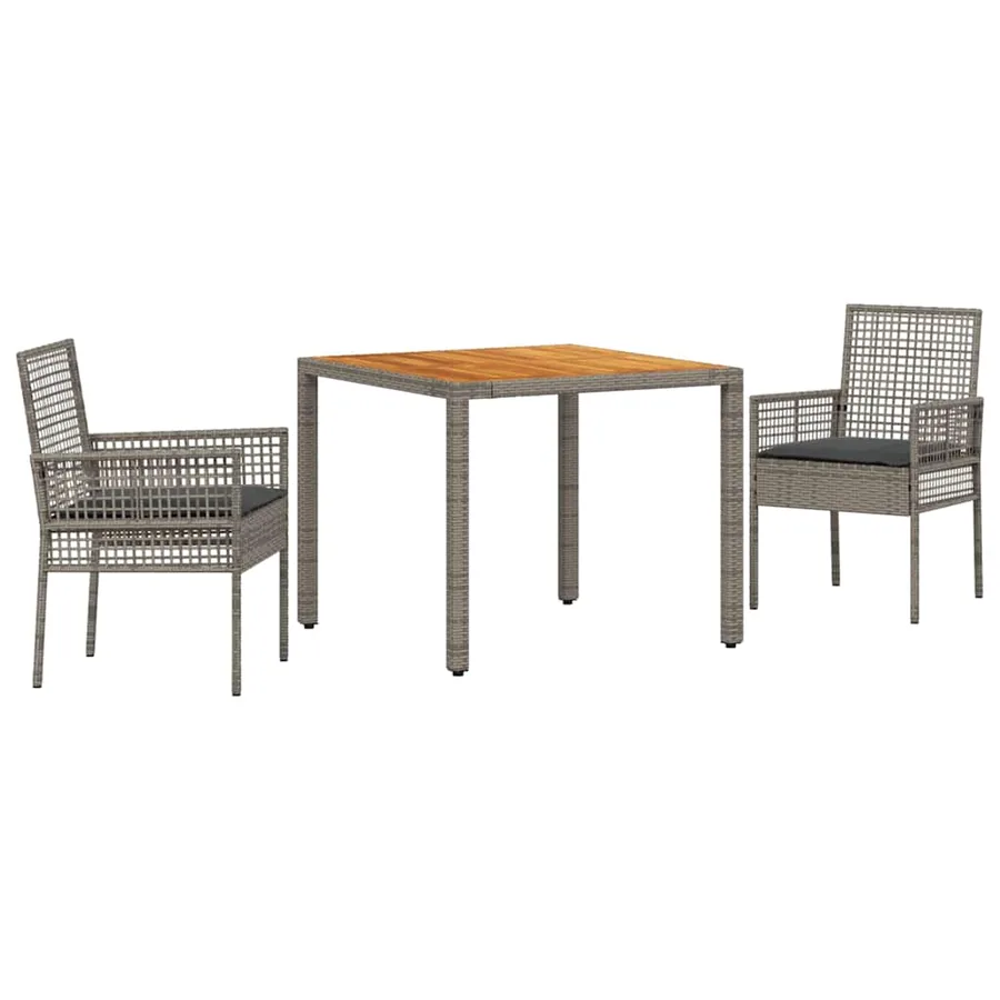 Ensemble de salle à manger pour jardin 3 pcs Gris polyrotin - 2