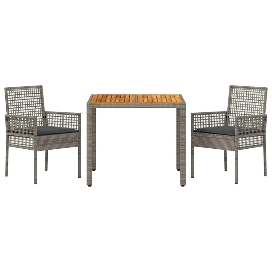 Ensemble de salle à manger pour jardin 3 pcs Gris polyrotin - 7