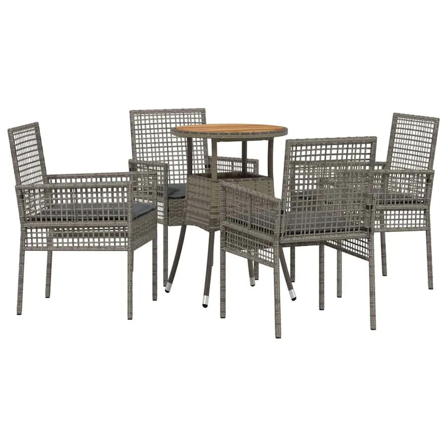 Ensemble de salle à manger pour jardin 5 pcs Gris polyrotin - 2