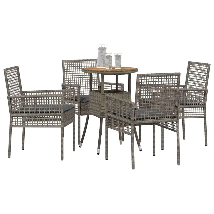 Ensemble de salle à manger pour jardin 5 pcs Gris polyrotin - 3
