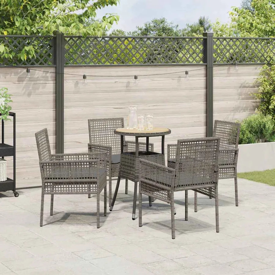 Ensemble de salle à manger pour jardin 5 pcs Gris polyrotin - 4
