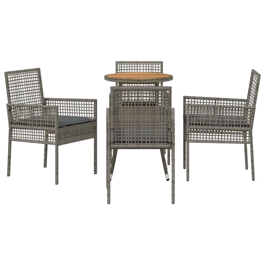 Ensemble de salle à manger pour jardin 5 pcs Gris polyrotin - 7