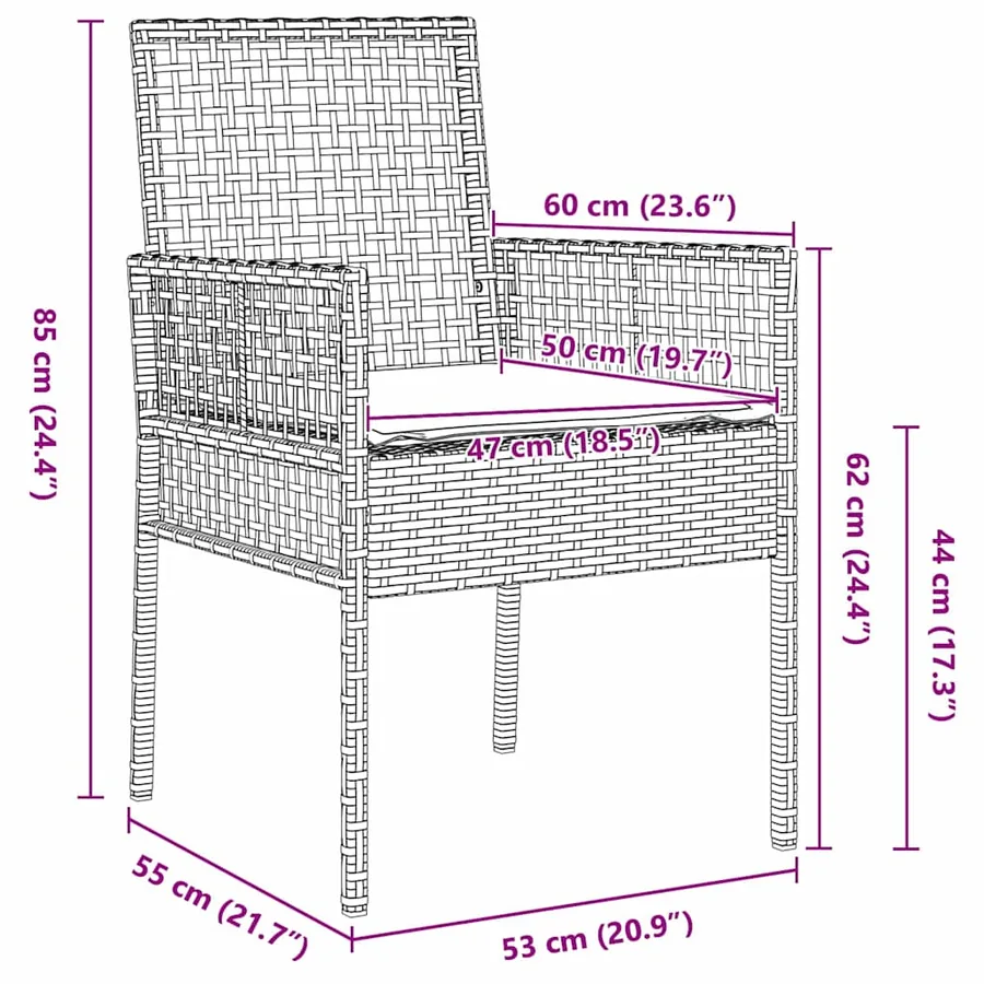 Ensemble de salle à manger pour jardin 5 pcs Gris polyrotin - 8