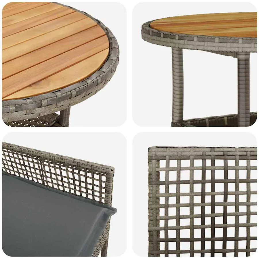 Ensemble de salle à manger pour jardin 5 pcs Gris polyrotin - 9