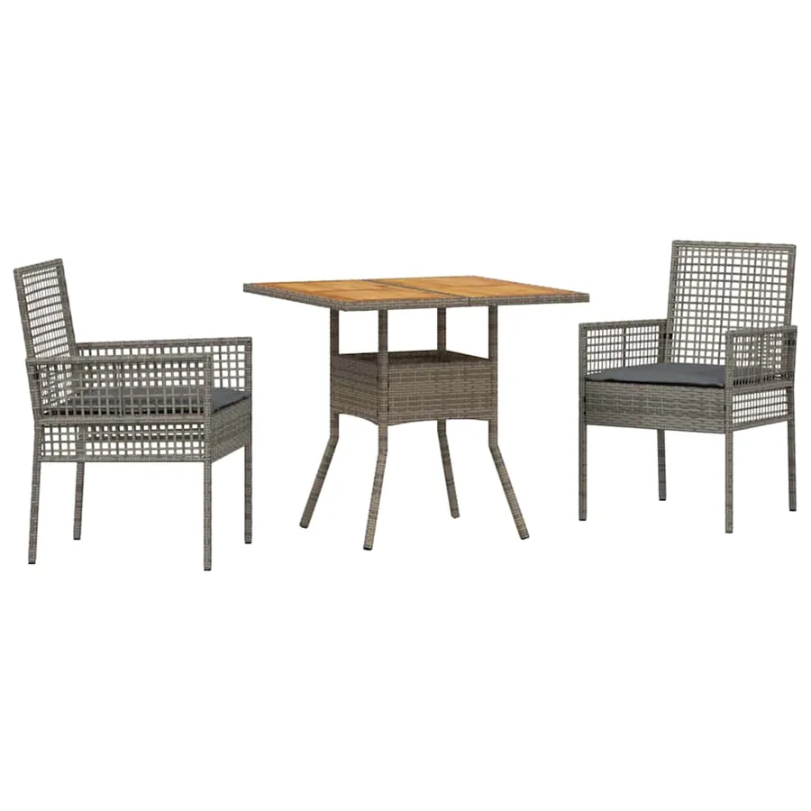 Ensemble de salle à manger pour jardin 3 pcs Gris polyrotin - 2