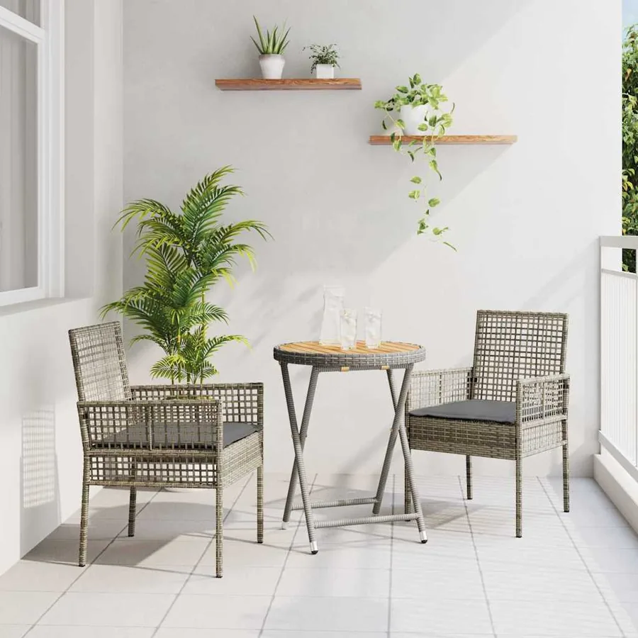 Ensemble bistro de jardin 3 pcs Gris polyrotin