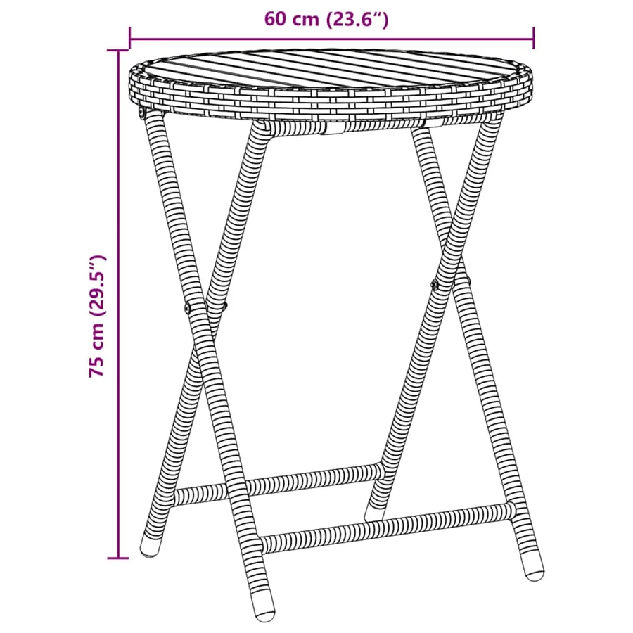 Ensemble bistro de jardin 3 pcs Gris polyrotin - 11