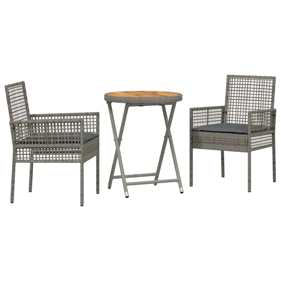 Ensemble bistro de jardin 3 pcs Gris polyrotin - 2
