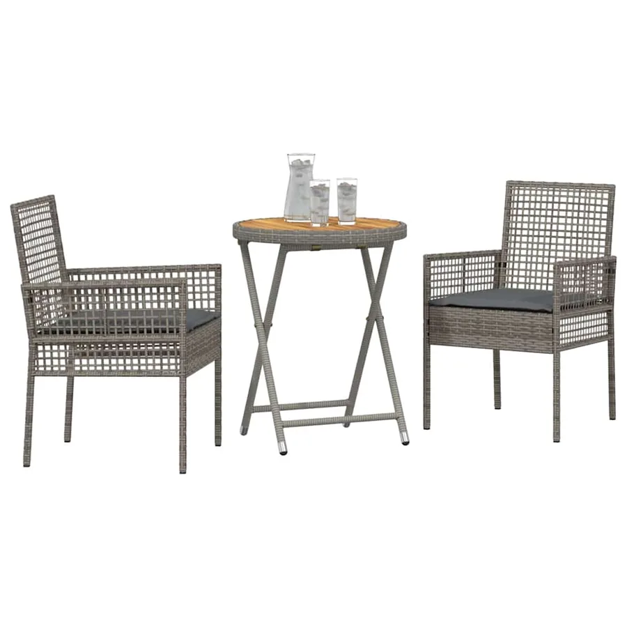 Ensemble bistro de jardin 3 pcs Gris polyrotin - 3