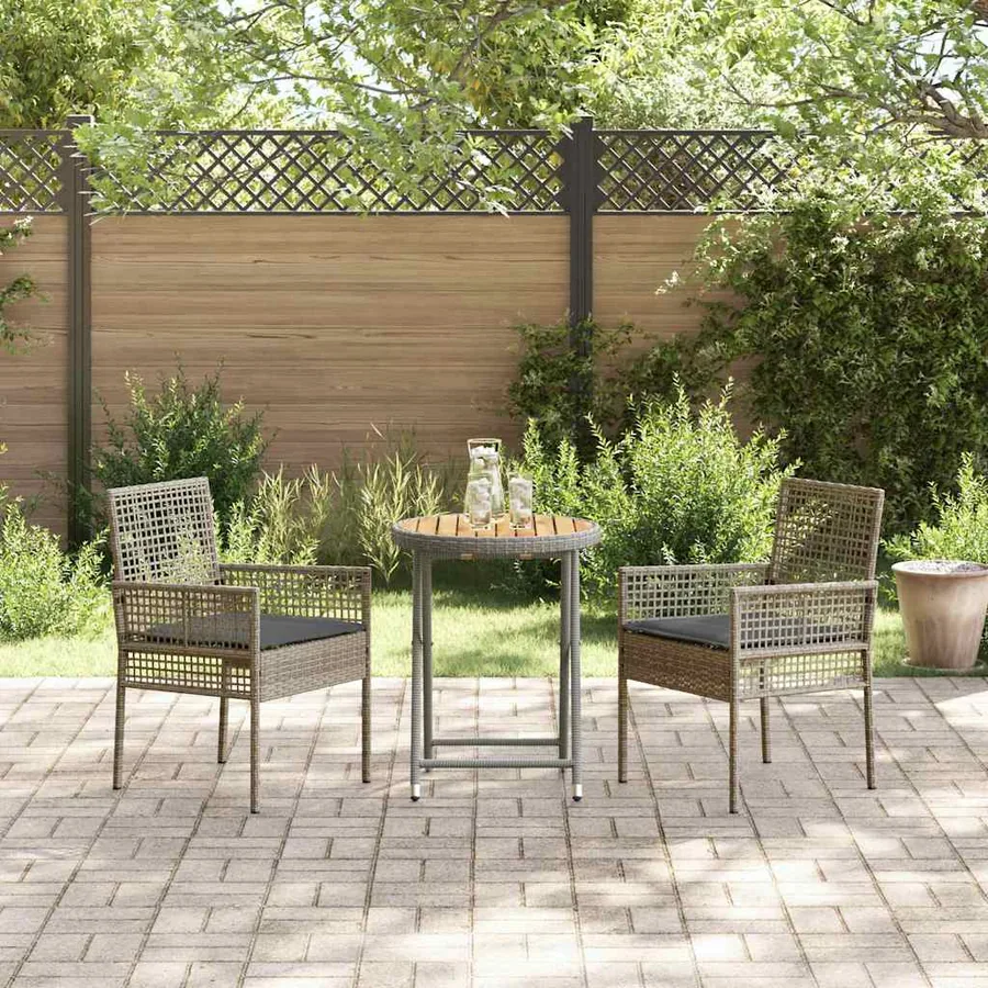 Ensemble bistro de jardin 3 pcs Gris polyrotin - 4
