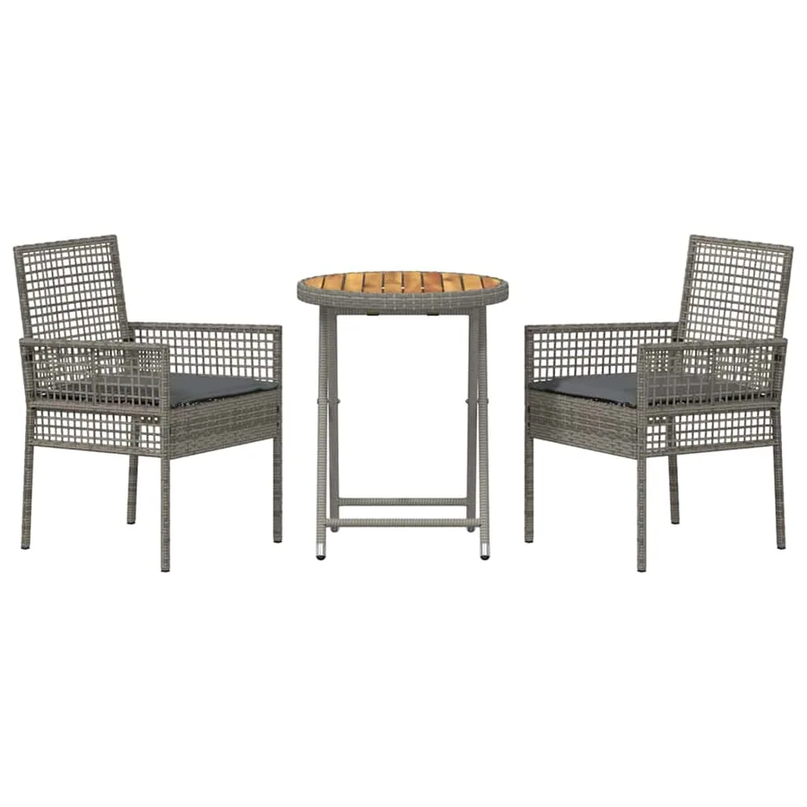 Ensemble bistro de jardin 3 pcs Gris polyrotin - 7