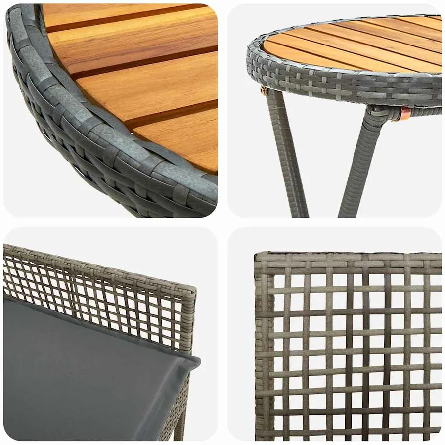 Ensemble bistro de jardin 3 pcs Gris polyrotin - 9