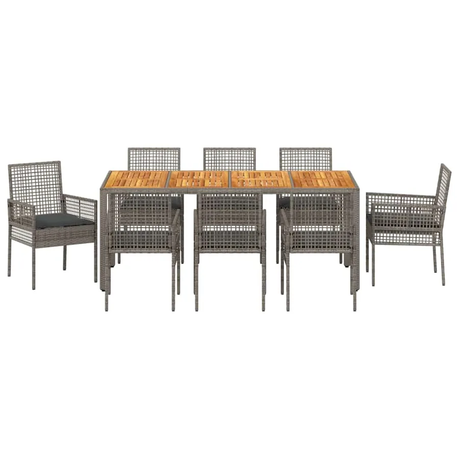 Ensemble de salle à manger pour jardin 9 pcs Gris polyrotin - 7