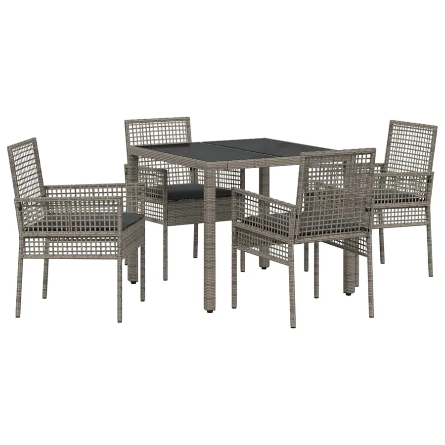 Ensemble de salle à manger pour jardin 5 pcs Gris polyrotin - 2