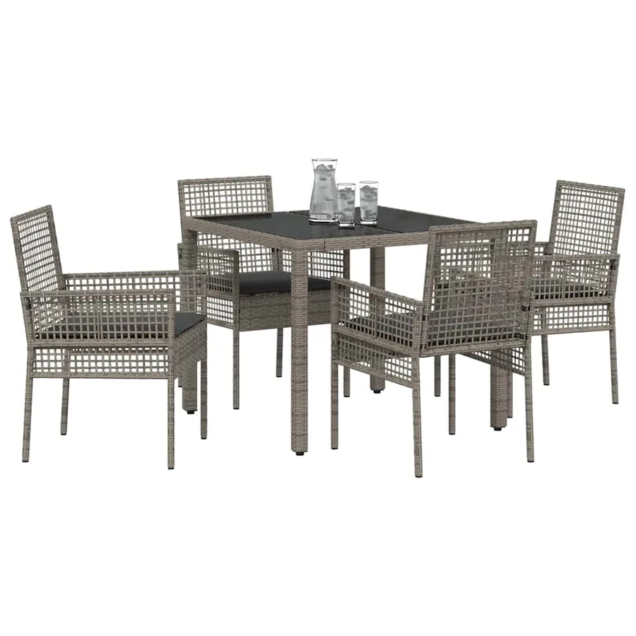 Ensemble de salle à manger pour jardin 5 pcs Gris polyrotin - 3