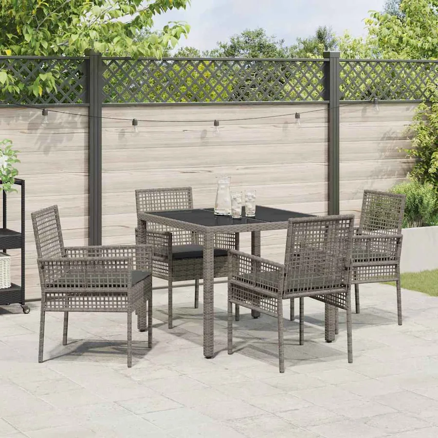 Ensemble de salle à manger pour jardin 5 pcs Gris polyrotin - 4