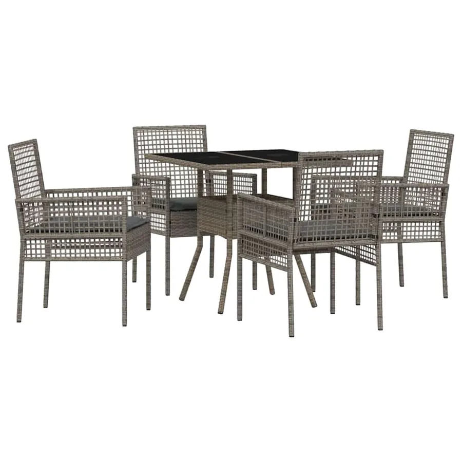 Ensemble de salle à manger pour jardin 5 pcs Gris polyrotin - 2