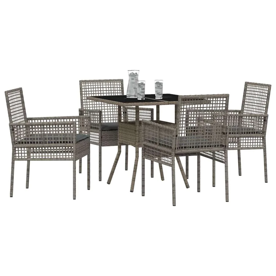 Ensemble de salle à manger pour jardin 5 pcs Gris polyrotin - 3