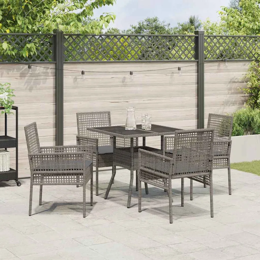 Ensemble de salle à manger pour jardin 5 pcs Gris polyrotin - 4