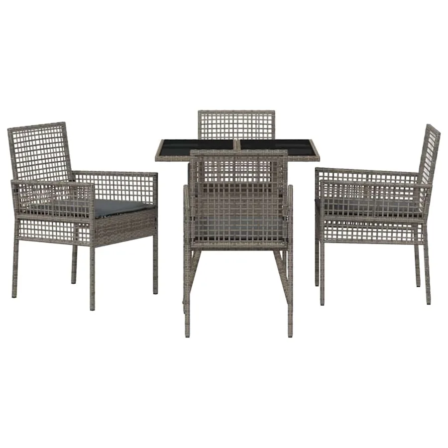 Ensemble de salle à manger pour jardin 5 pcs Gris polyrotin - 7