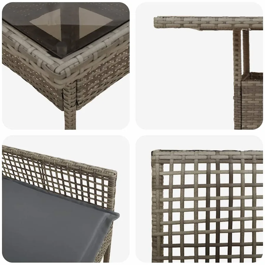 Ensemble de salle à manger pour jardin 5 pcs Gris polyrotin - 9