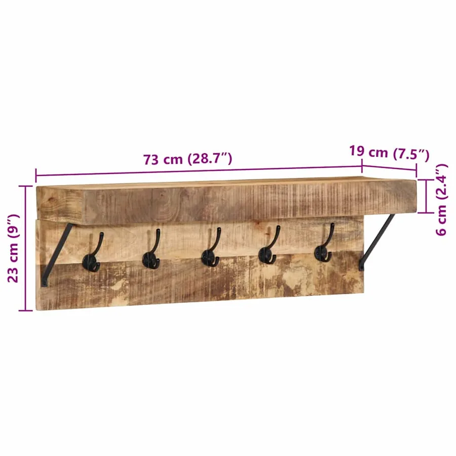 Porte-manteau Marron 73 x 19 x 23 cm Bois de manguier massif - 12