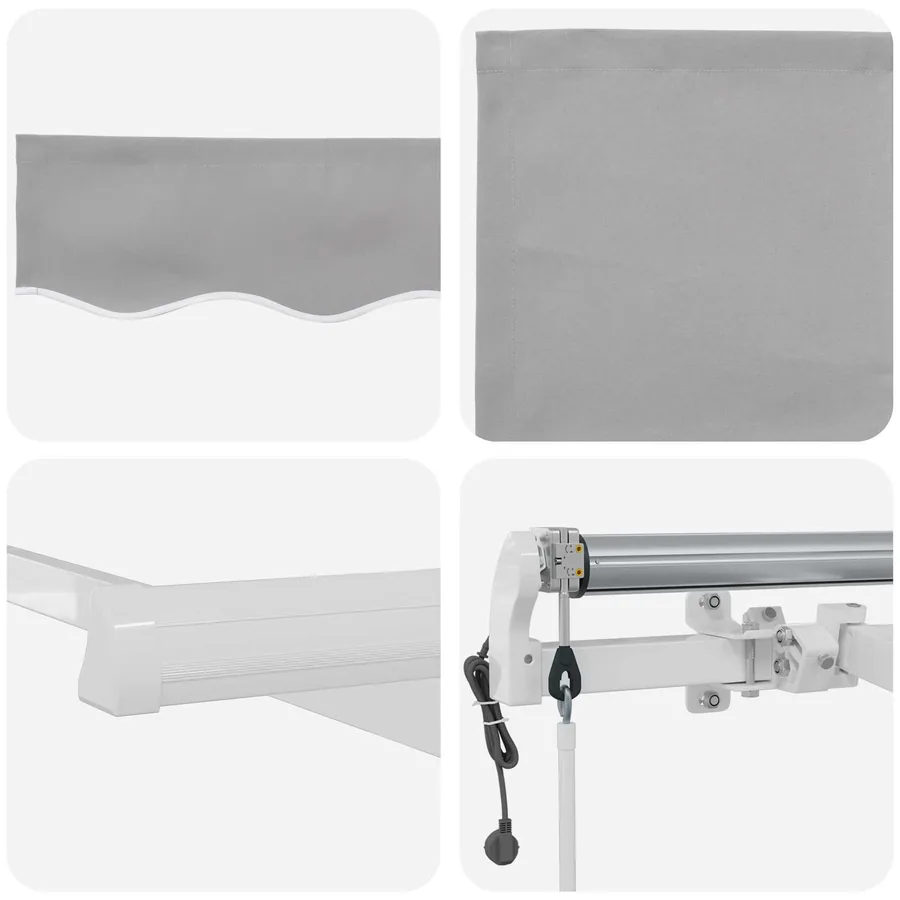Auvent rétractable Gris clair 400 × 300 cm Tissu et Aluminium - 4