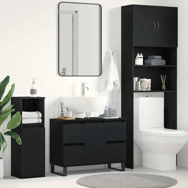 Cabinet de salle de bain avec tiroir Chêne noir 80 x 33 x 60 cm