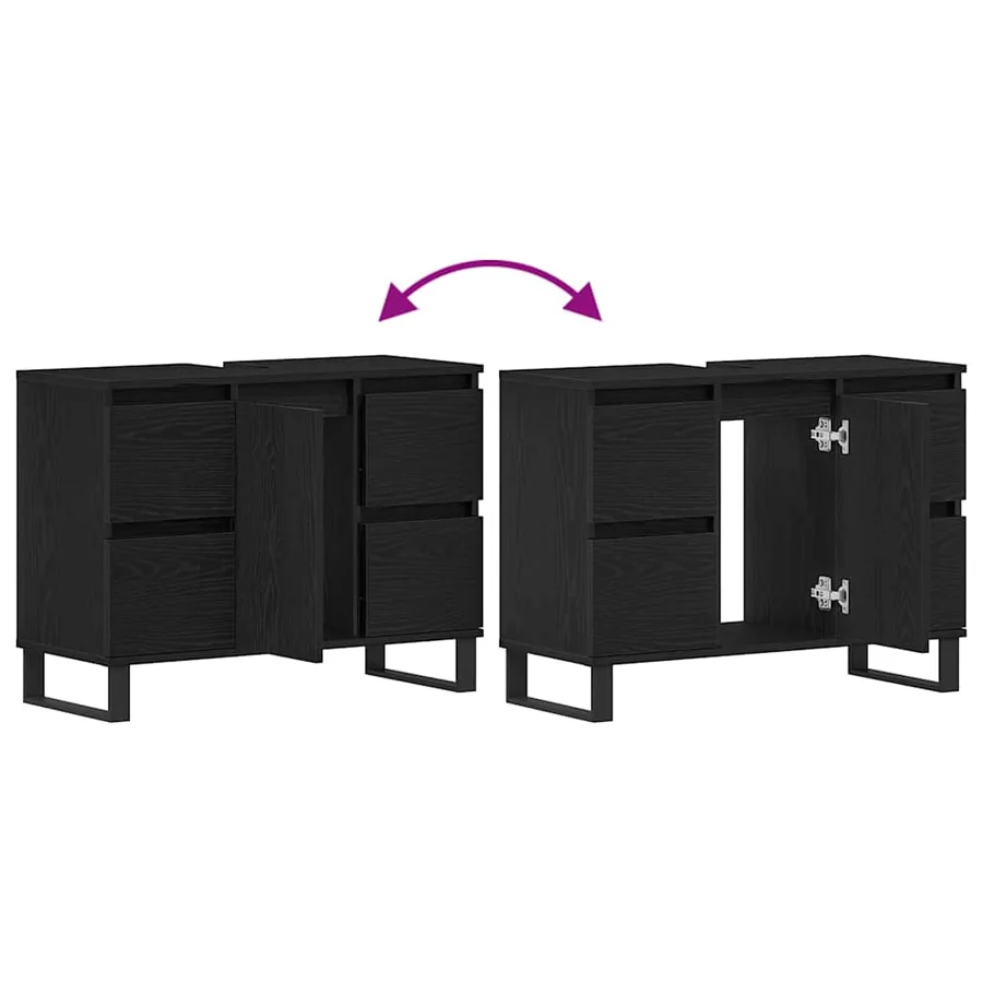 Cabinet de salle de bain avec tiroir Chêne noir 80 x 33 x 60 cm - 14