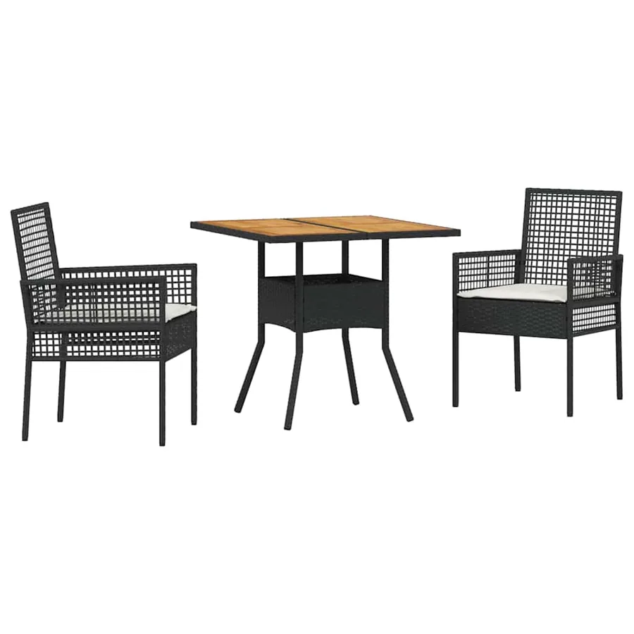 Ensemble de salle à manger pour jardin 3 pcs Noir polyrotin - 2