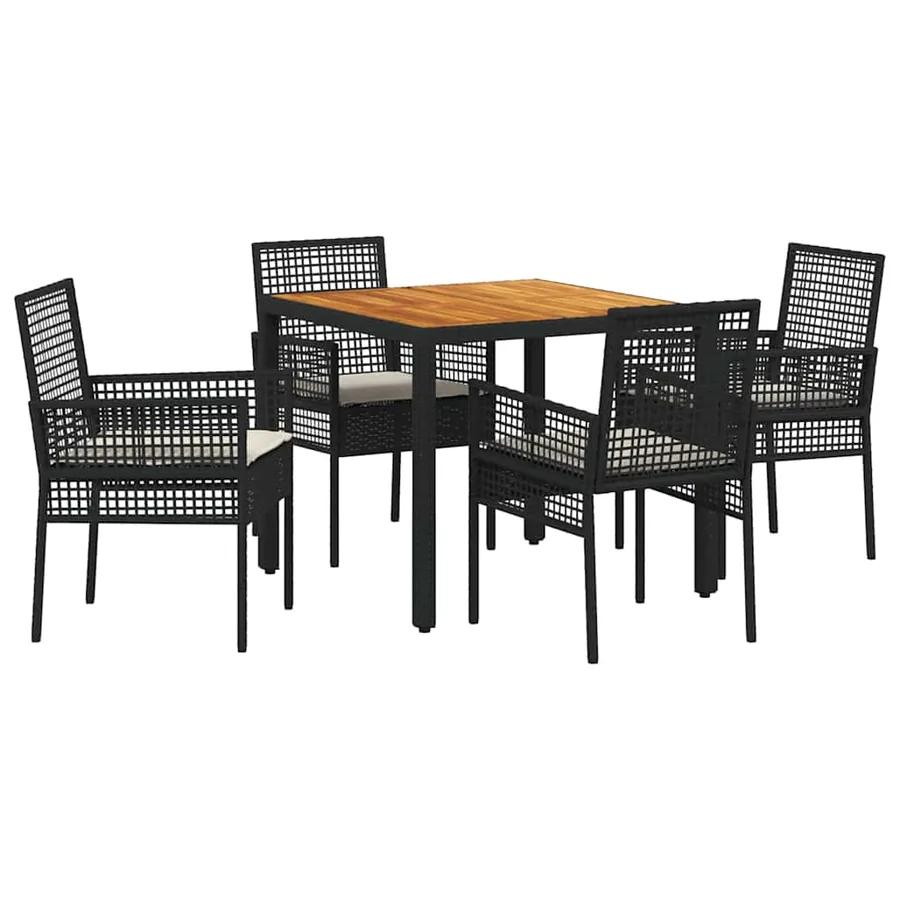Ensemble de salle à manger pour jardin 5 pcs Noir polyrotin - 2
